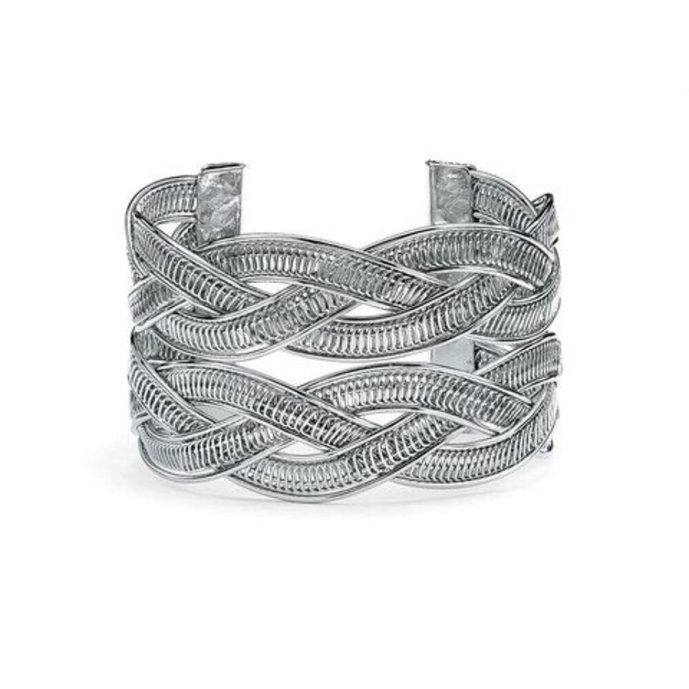 7‎ Charming Sisters Silver Tone Metal Braided Cuff NWT